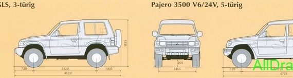 Mitsubishi Pajero (1998) (Mitsubishi PaJero (1998)) - drawings (drawings) of a car